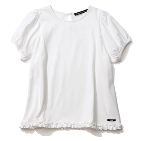 すそのフリルがパフスリーブに趣を加算:●  白フリルTシャツ 14,080円／ビリティス・ディセッタン（ビリティス）　コットン100％のやわらかな風合い。シルエットのかわいさが引き立つコンパクトサイズ。