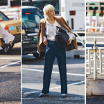 「チノ・スエット・ワークパンツ」白ブラウスとのベストな上下関係【3選】