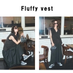 「アクセサリー感覚で使える服」のファーベスト「シャープな形とふわふわ素材」スタイリング実例