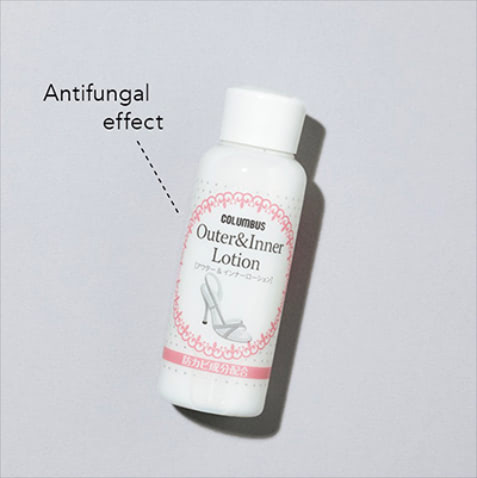 【サンダルの中敷き汚れに特化】 アウター＆インナーローション 100mL 550円／コロンブス　革素材にも使える、サンダル用クリーナー。靴の表面だけではなくインソールの黒ずみまでしっかり落とせる。防カビ成分入りでカビの発生まで抑制。