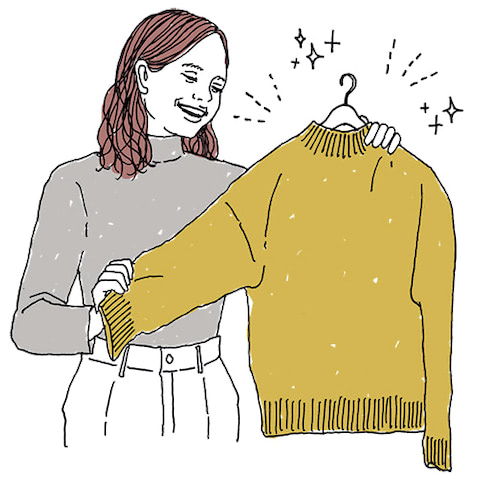 ワンピース中心のコーディネート 忙しい朝でも上下の組み合わせを選ばなくていいので購入する服はほとんどがワンピースに。1枚でさまになりサッと着られる便利さから仕事でもワンピースを制作することが多くなりました（楫さん：L'Orディレクター）