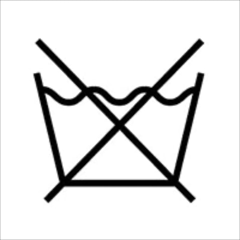 おけにバツ印がついたマークは家庭洗濯NG。水洗い不可のため、基本的にはクリーニングに出すのがベスト。ウールやカシミヤなど、デリケート素材のアイテムでよく見る表示。