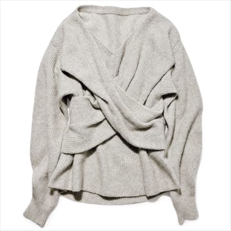 グレー2wayフロントクロスニット 27,500円／styling（styling/ 新宿ルミネ１店）