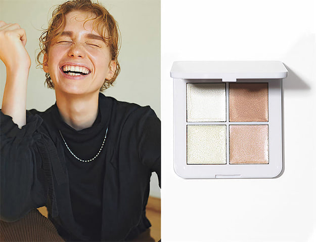ms beauty ルミナイザークワッド 6,820円／rms beauty　「ツヤ肌づくりに、アイシャドウの下地＆重ねづけ、リップのハイライト…と１つのパレットで何役もこなす優れもの。個人的には、ほお骨の上に大胆にハイライトを入れるのが好き」（ヘア＆メイク・岡田知子さん）