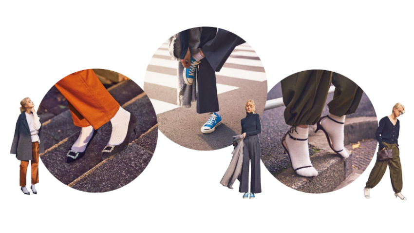 デニムやチノなどカジュアルボトムの中で再注目のワークパンツ。その「メンズっぽさ」を生かしつつも、上手く緩和するのに重要なのは足元。プレーンなパンプスを合わせる以外に、チアフルな色やデザインの靴を利用し、甘さを補うのも選択肢のひとつ。