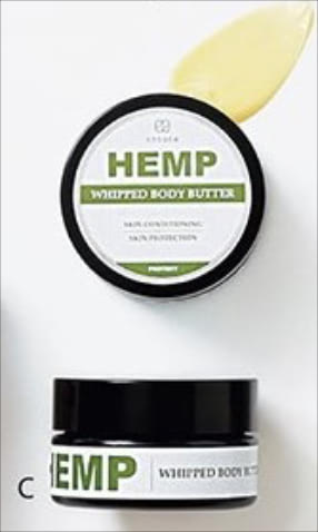 C.BODY CREAM ミニ・ヘンプボディバター 450mgCBD 30ｇ 5,500円／ENDOCA　「目や肩、腰などが痛いときに一塗りしてから就寝しています。筋肉が和らぎ、緊張した体が解放され、いつの間にか熟睡。シアバター入りで保湿もかなう」（スタイリスト／塚田さん）