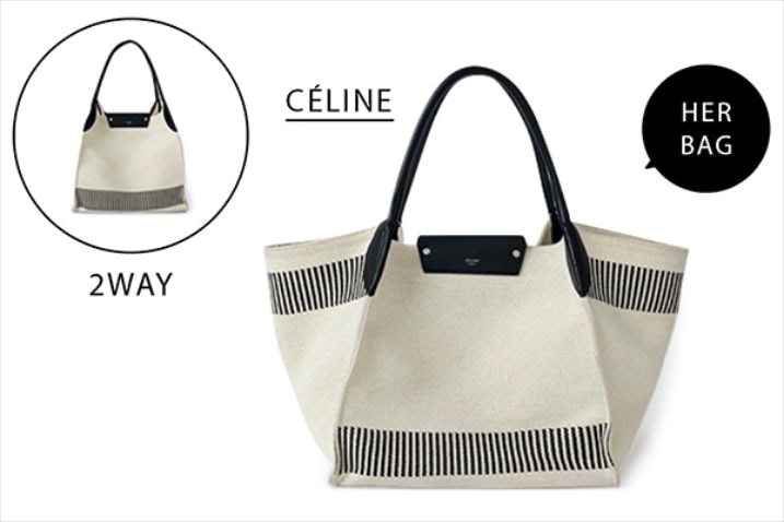 【愛用バッグは？】3年ほど前にハワイでひとめボレして購入したCELINE。1泊2日の旅行にも使えるサイズで、サイドを内側に折りたためばコンパクトに持てる点も気に入っています。