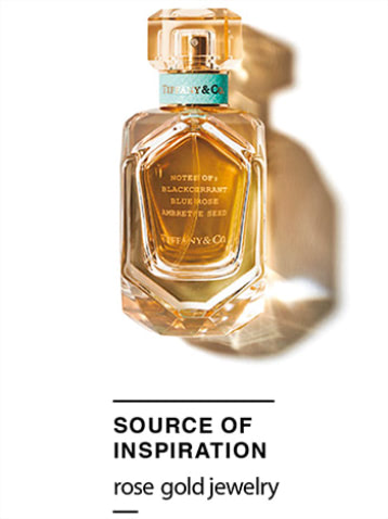 「ダイヤモンドカットをとり入れたボトル」 ティファニー ローズ ゴールド オードパルファム 50mL 13,860円／ブルーベル・ジャパン　ティファニーのジュエリーを思わせる、複雑にカットされたガラス瓶、ティファニーブルーのリボン、遊び心ある生き生きとした香りなど、宝石商ティファニーの世界観を反映。