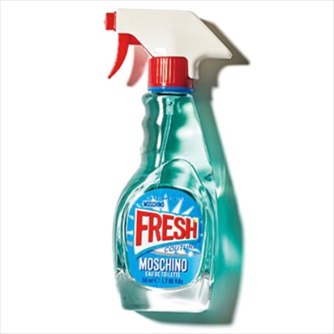 「現代アートのような遊び心」モスキーノ フレッシュクチュール オーデトワレ 50mL 9,020円／インターモード川辺 フレグランス本部　日用品を模したパッケージに反し、上質でジューシーなフレグランスをつめ込んだギャップが魅力。