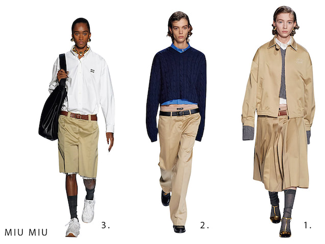 【ベーシック服こそ小技を利かせる】  1.2.ジャケットのそで口から長めにニットをのぞかせたり、中に着たシャツよりコンパクトなニットを重ねたり。微妙にズラした着方だけで、新鮮に見せているところにハッとさせられました。（岩田さん）　3.シャツとチノパンに、黒・グレー・ブラウンの小物を足し算。あれこれ飾っているのに、すべて定番色だからトゥーマッチにならず上品。（樋口さん）