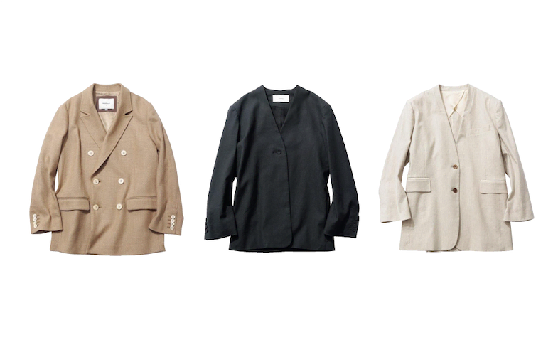 えりを正した装いがしたくなるシーズンはじめ。定番化したゆったりシルエットの服、淡い色、カラーアイテムなど、さまざまな服をうまくまとめてくれる、コーディネートに不可欠なジャケット選びを開始！