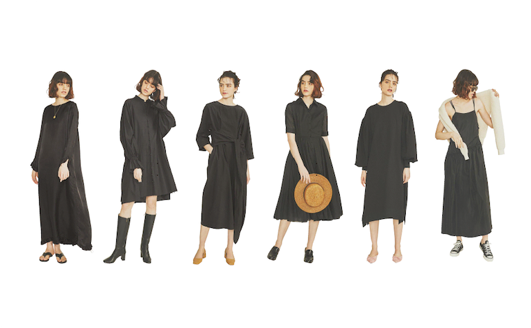 黒ワンピースは美しさと汎用性の高いプレーンなタイプに加えてもう１つ、無難におさまらないデザインをほどこした１着があると便利。スタイルよく見えるのは前提条件。さらっと1枚で着てさまになる、黒に似合うひかえめな特徴を含んだデザインを味方につけて。
