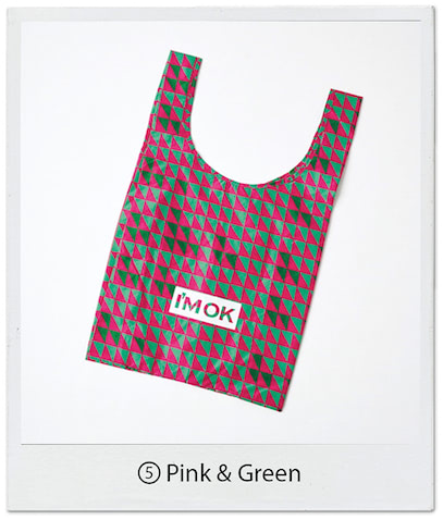 幾何学模様トートバッグ（40×38.5　※代官山店限定） 3,080円／バグー×アイムオーケー（アイムオーケー）　ヴィヴィッドなピンク×グリーンの柄で装いが一気に華やぐ。